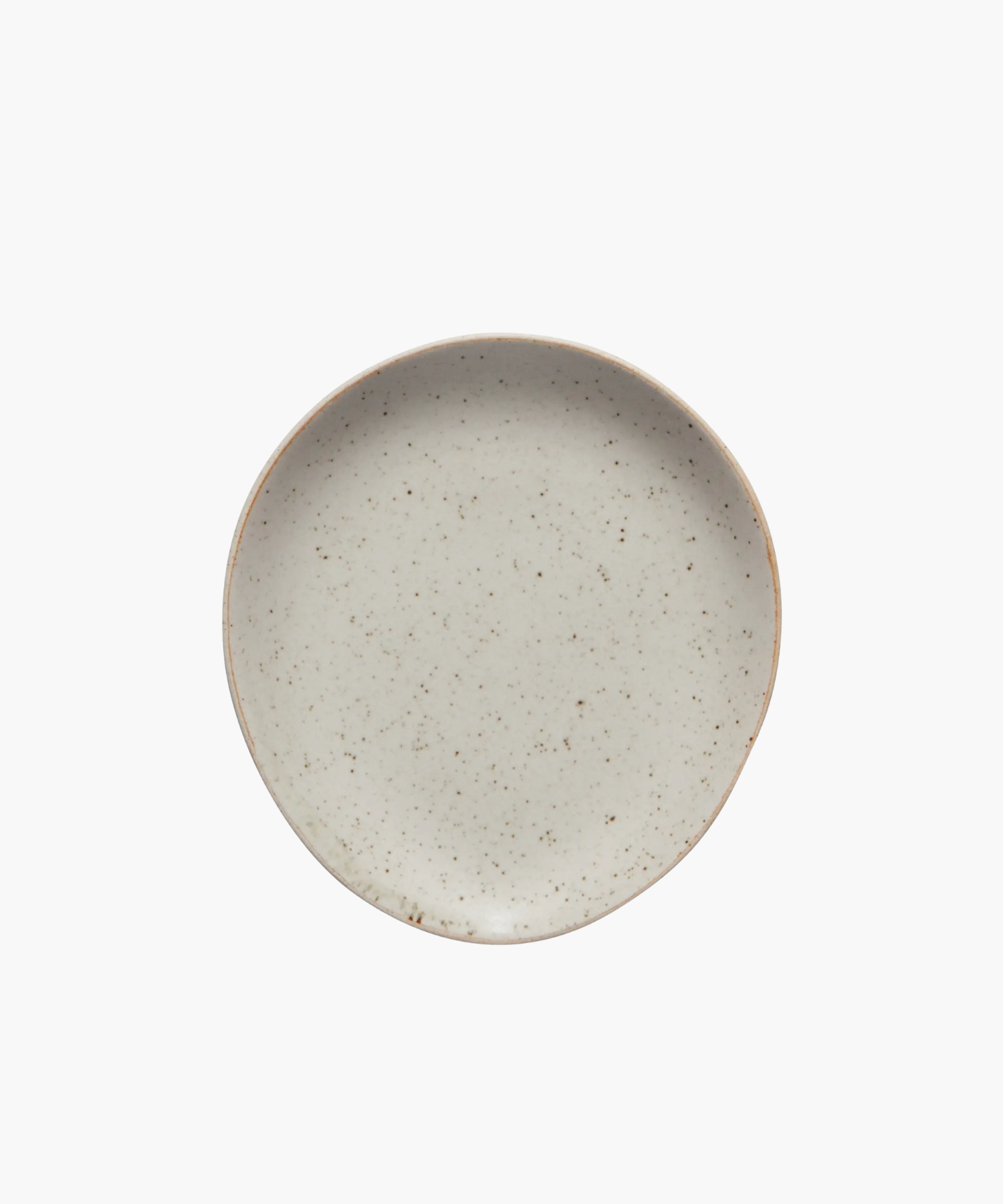 Simple round ceramic spoon rest with a smooth, light beige surface and subtle dark speckles. It conveys an earthy and minimalist aesthetic. | S.W. Home