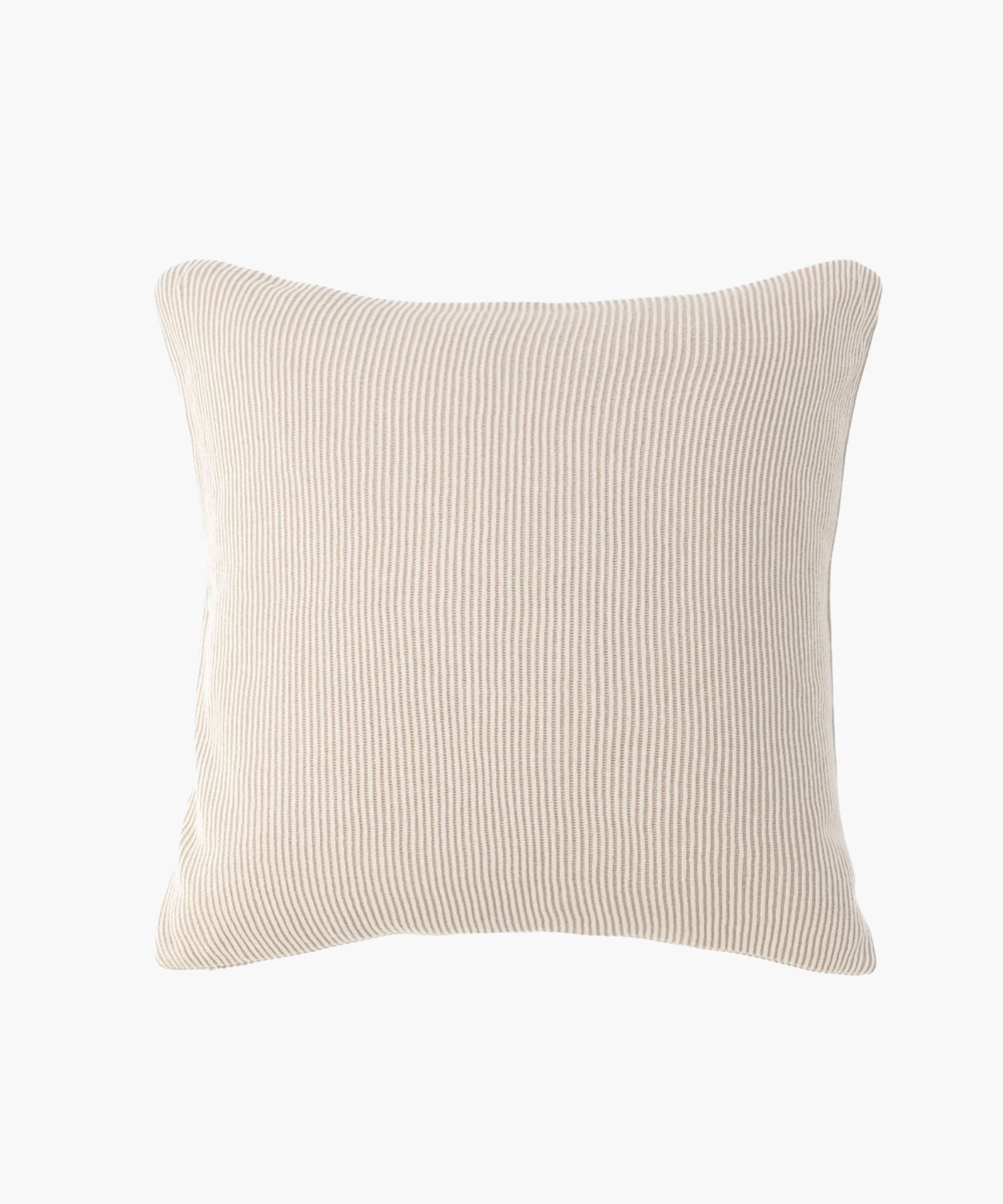 Full front view of the Amory Sham in ribbed cream knit, highlighting its square shape and textured softness. | S.W. Home