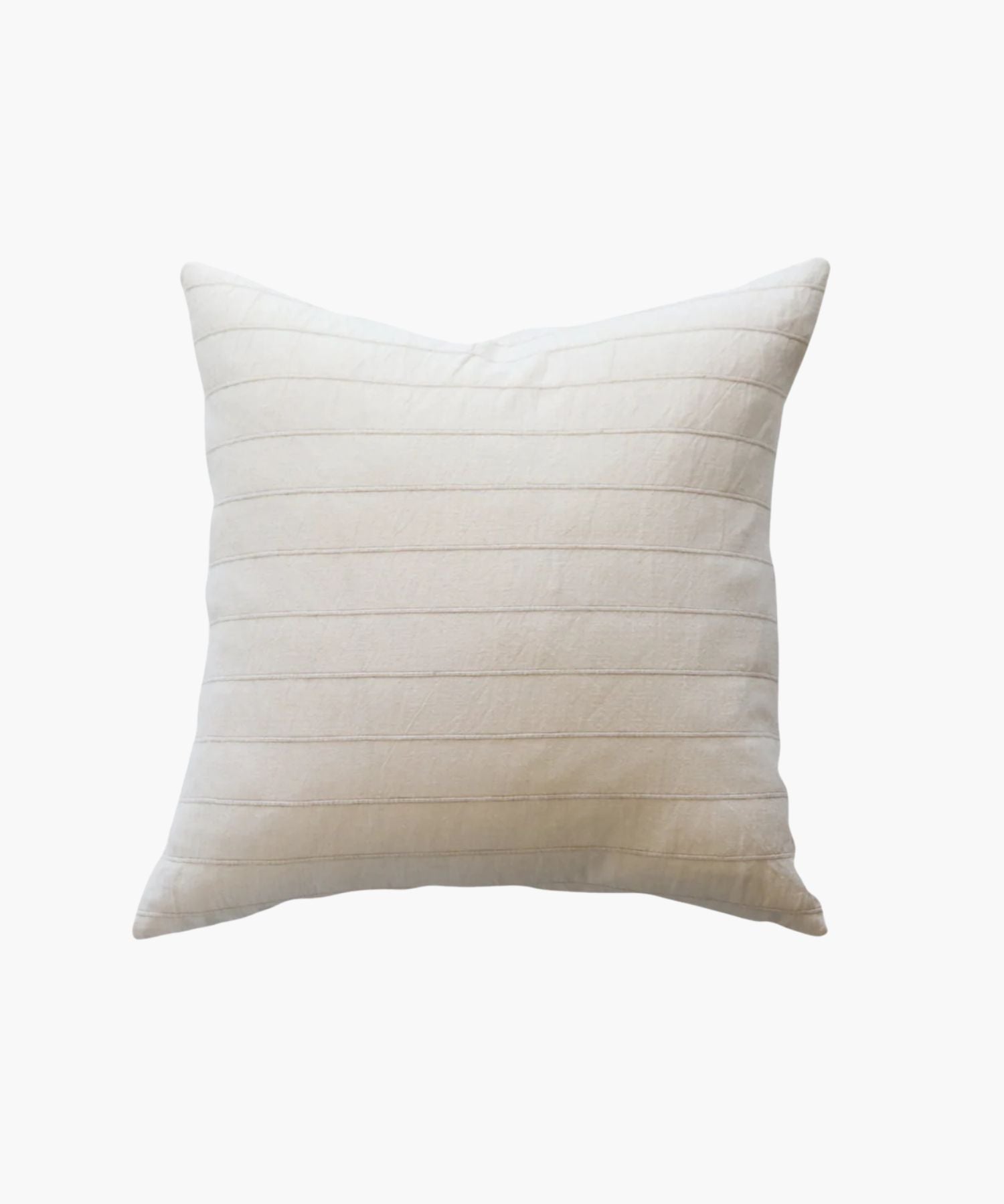 Square beige pillow with a textured pattern on a white background. | S.W. Home