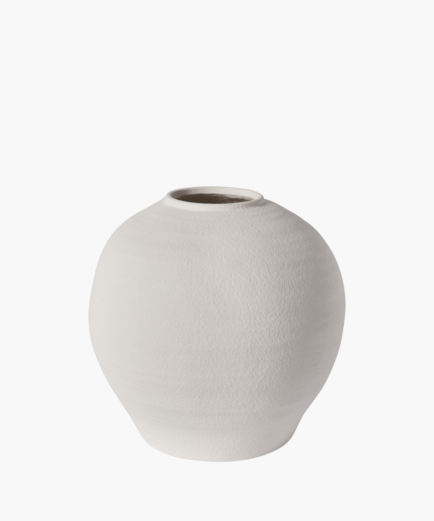 A Round bellied cement vases with a textural white matte finish. | SW Home