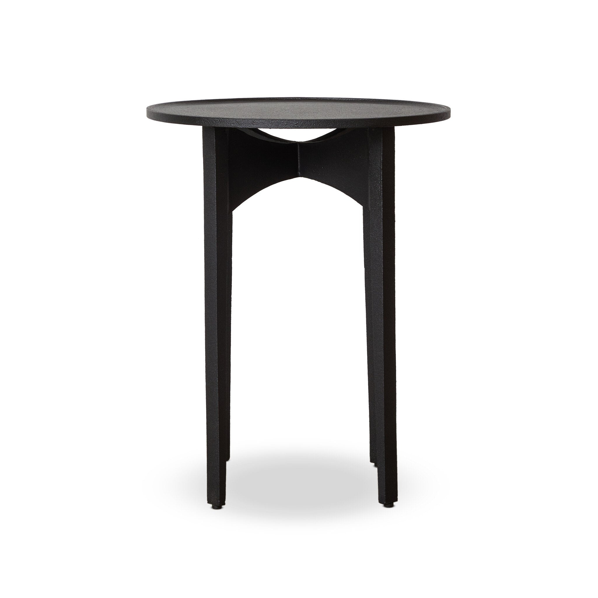 Simple textured black iron end table. | S.W. Home