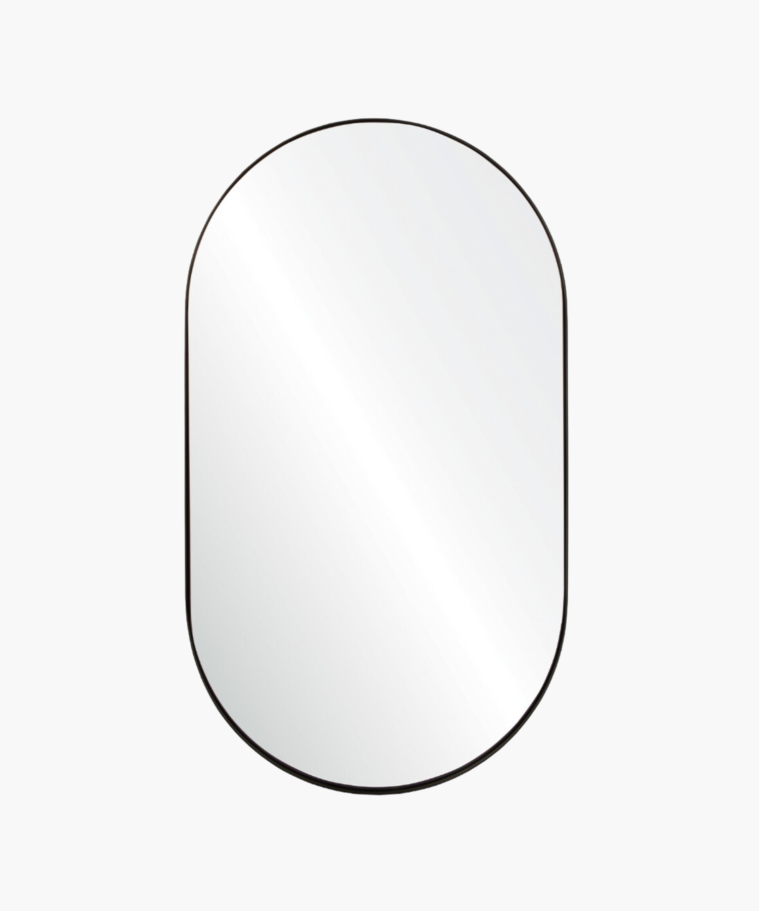 Oval-shaped wall mirror with a black nickel frame, no visible bevel on the mirror surface. | Wildwood Home Co.