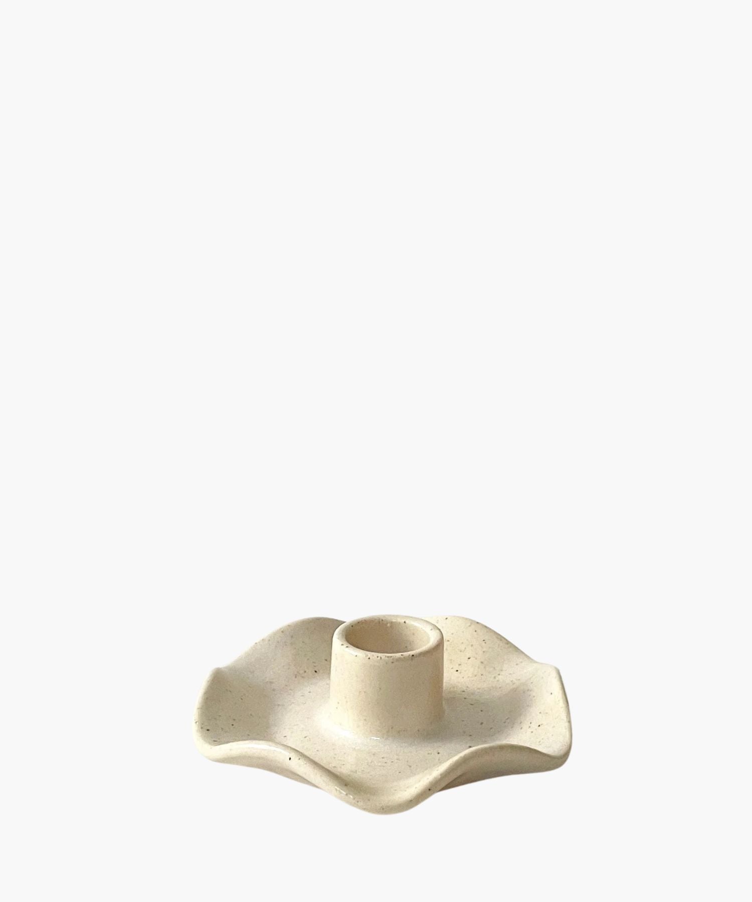 Beige ceramic candle holder on a white background. | SW Home