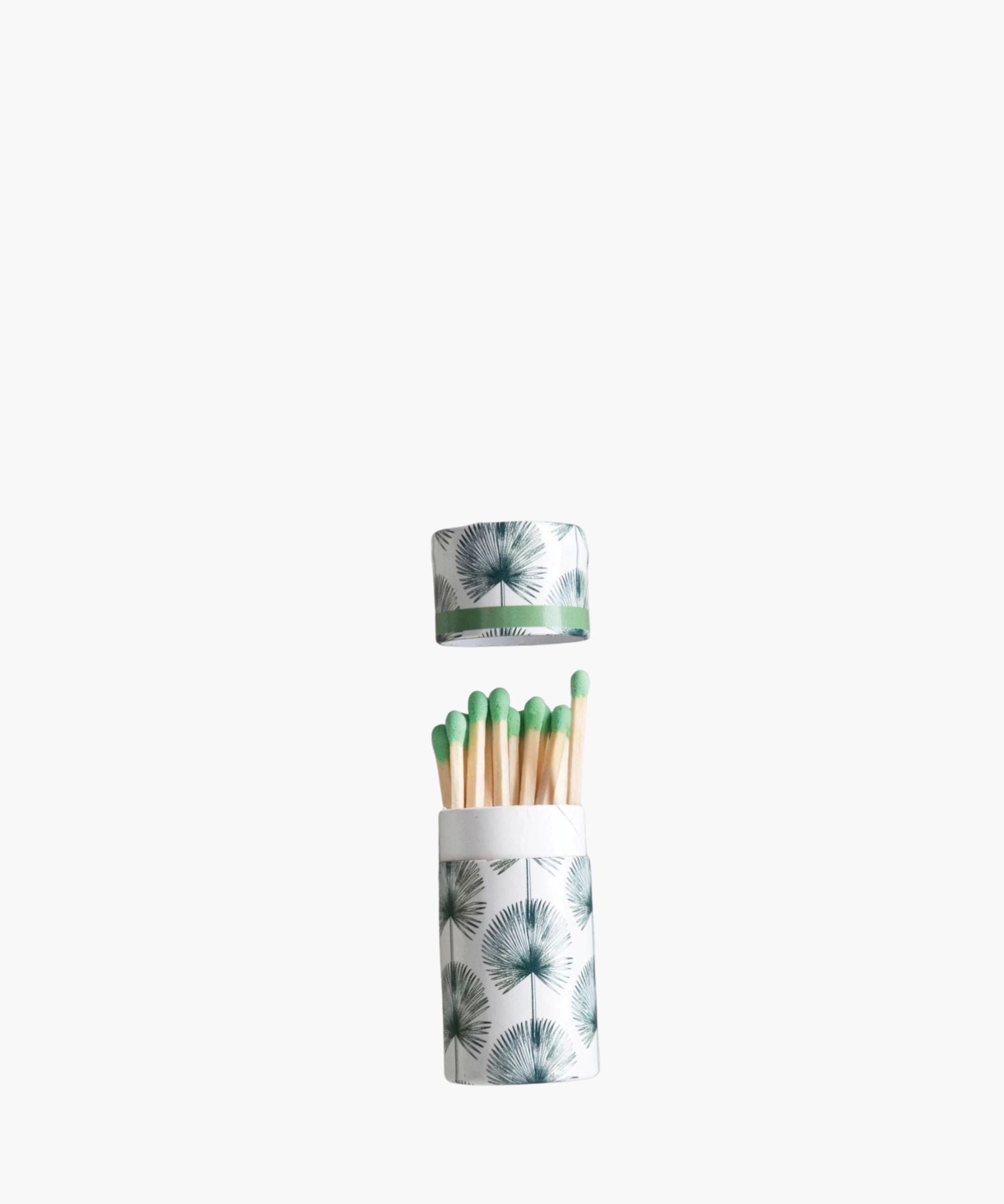 Set of wooden match-sticks with dandelion design packaging on a white background.