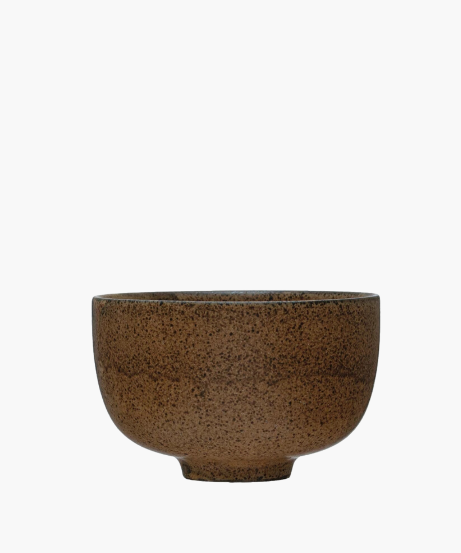 A brown ceramic bowl with a speckled texture on a white background. The bowl has a smooth, rounded shape and a simple, earthy aesthetic. | SW Home