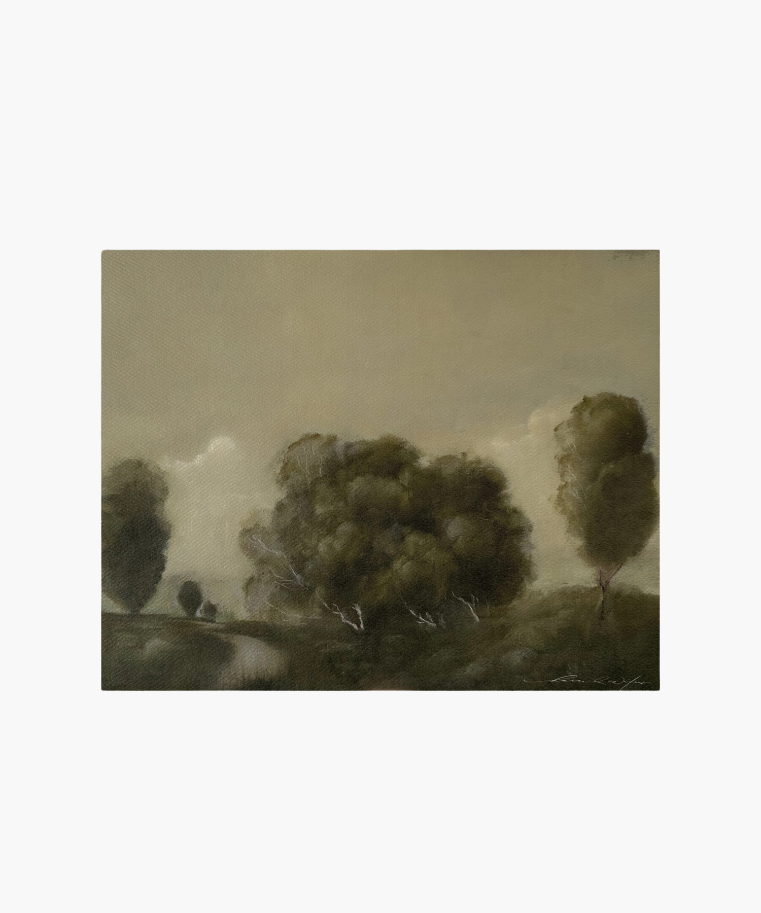 A giclee art reproduction of an original painting, featuring a landscape with trees and a sky. | Wildwood Home Co.