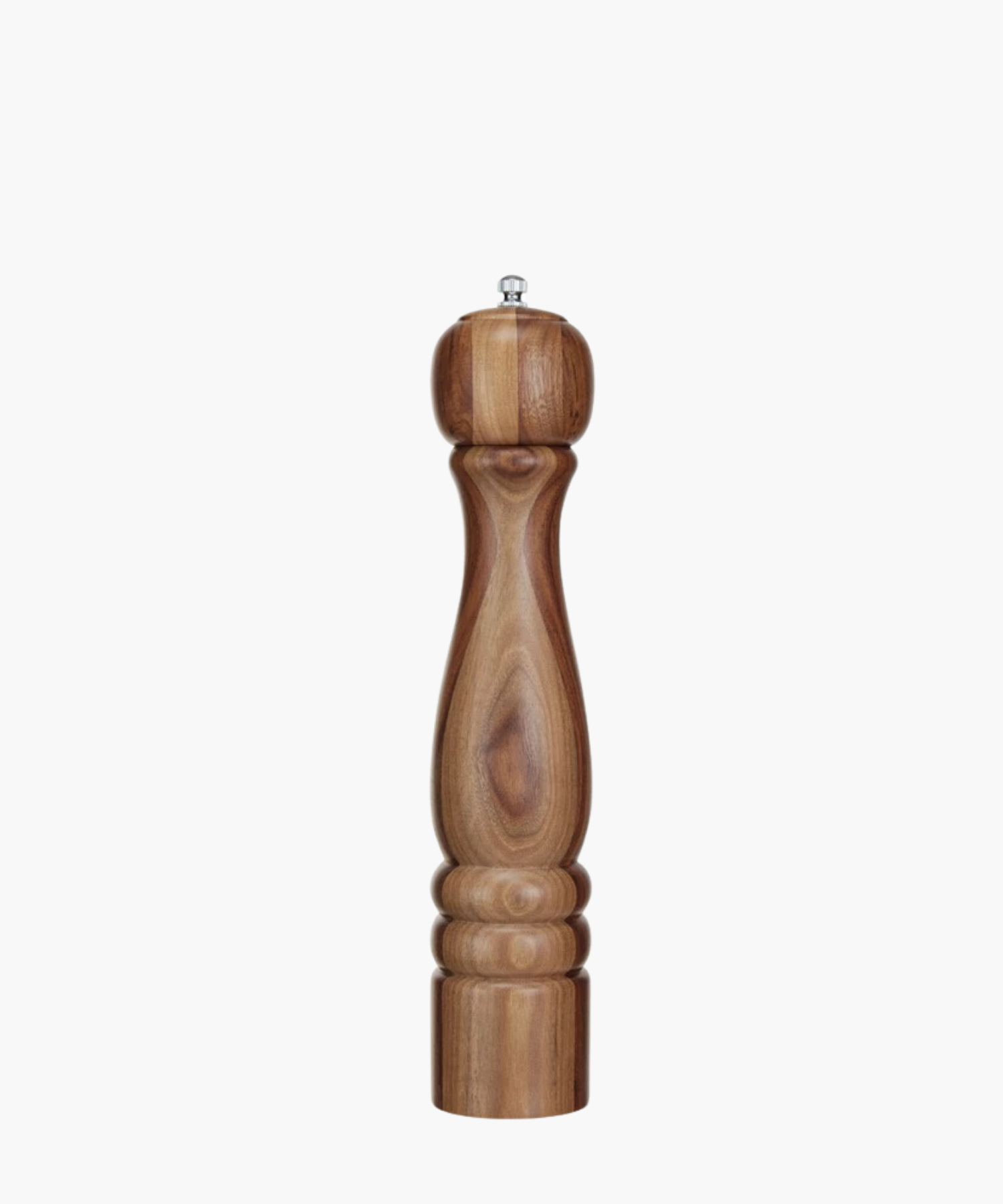 Wooden pepper or salt grinder with smooth, polished finish. Its elegant curves and rich grain patterns convey a classic, refined look. | S.W. Home