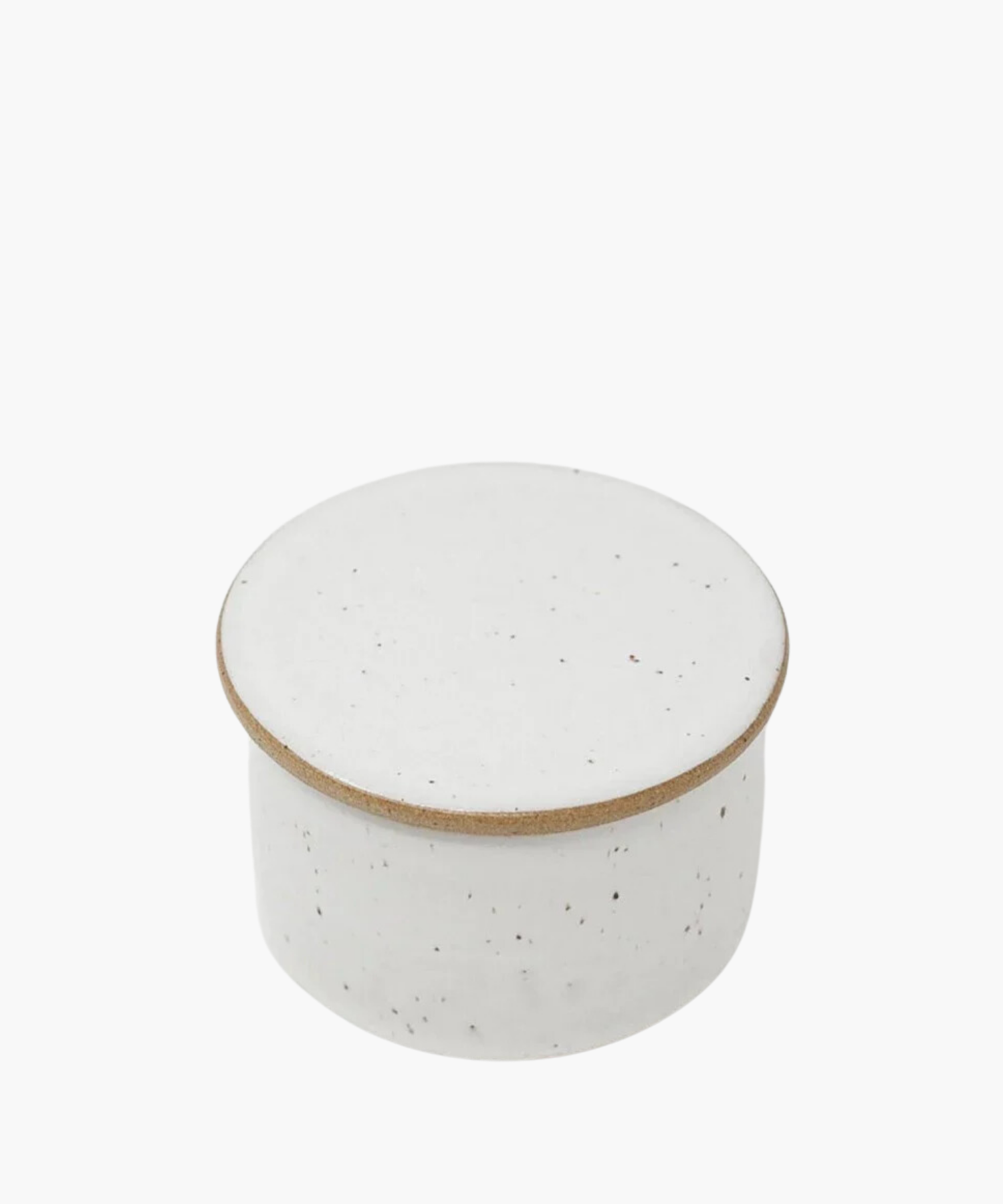Speckled white ceramic butter keeper featuring light brown edges. The minimalist design exudes a clean, modern aesthetic. | S.W. Home