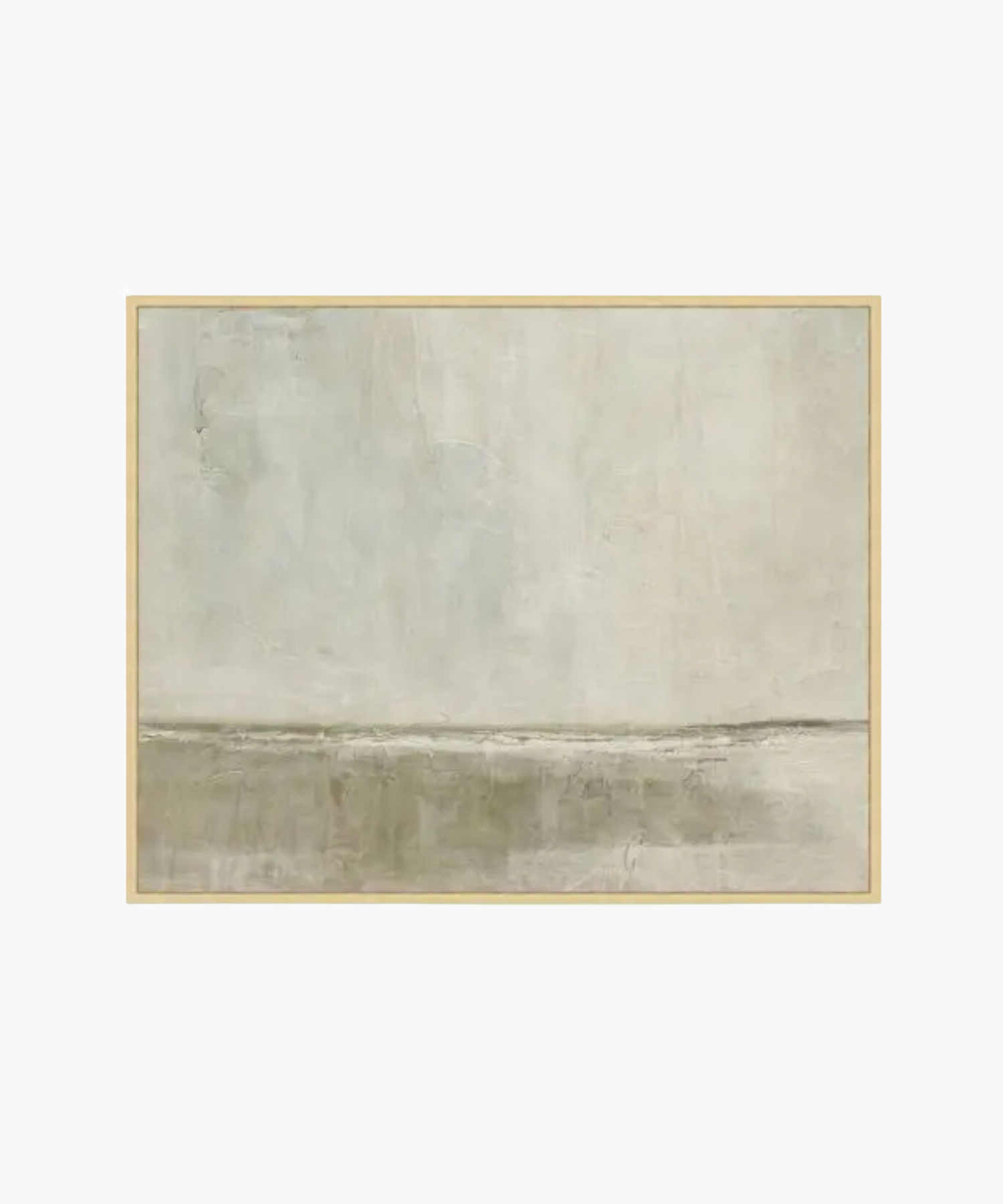 A serene abstract painting featuring a soft gray and beige landscape with subtle horizontal textures, evoking a calm and minimalist atmosphere. | S.W. Home