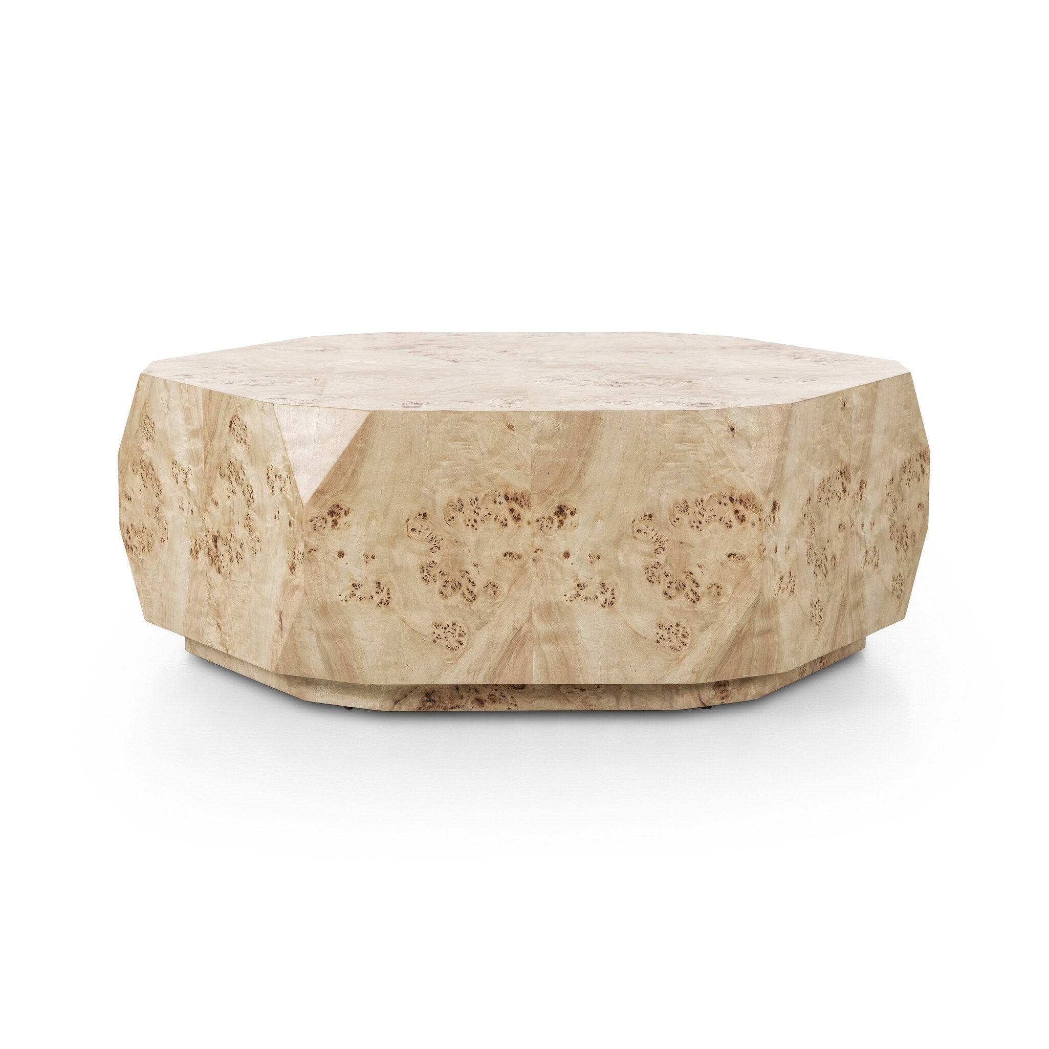Organic-looking shaped coffee table with a natural finish on a white background. | S.W. Home