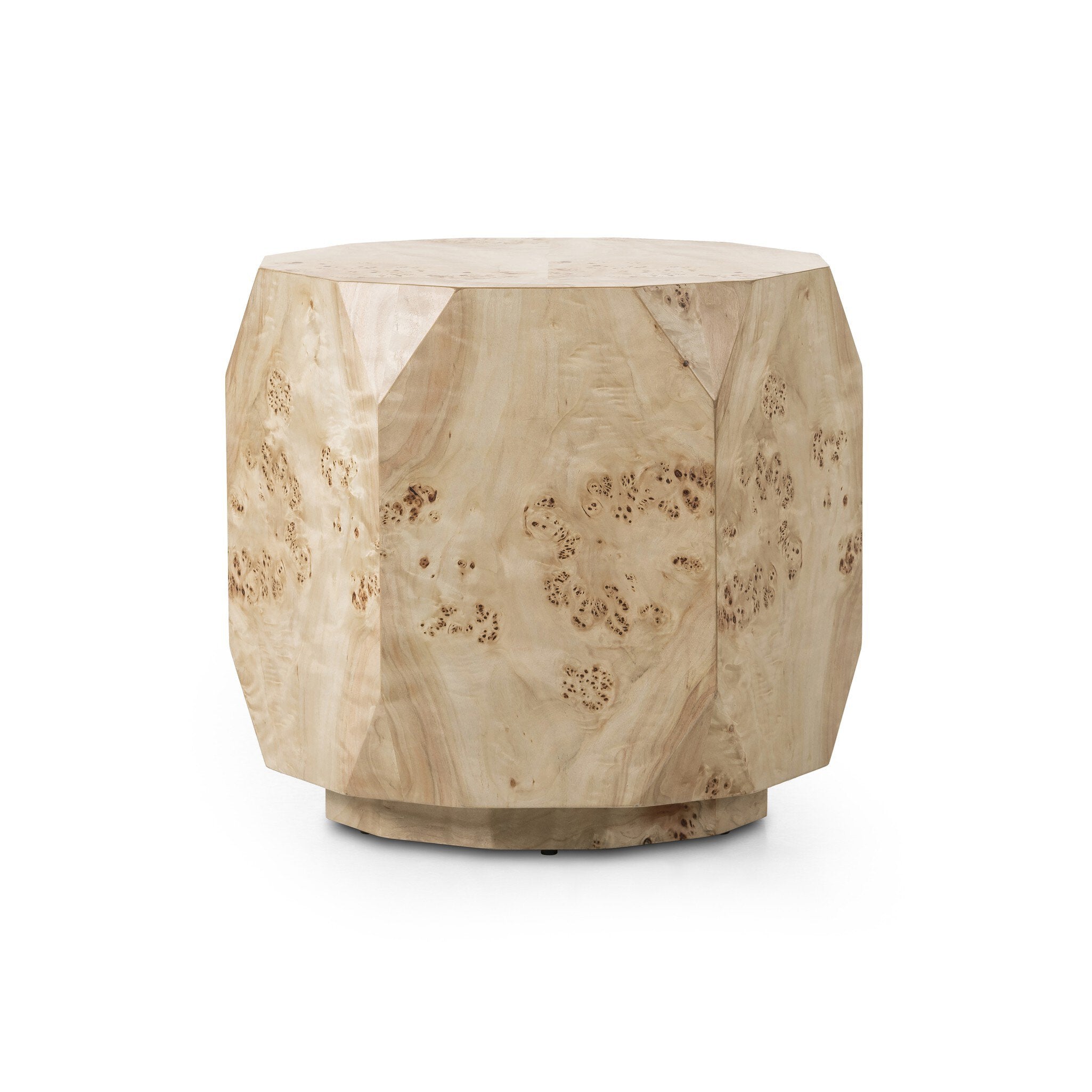Wooden end table with a natural, textured finish on a white background. | S.W. Home