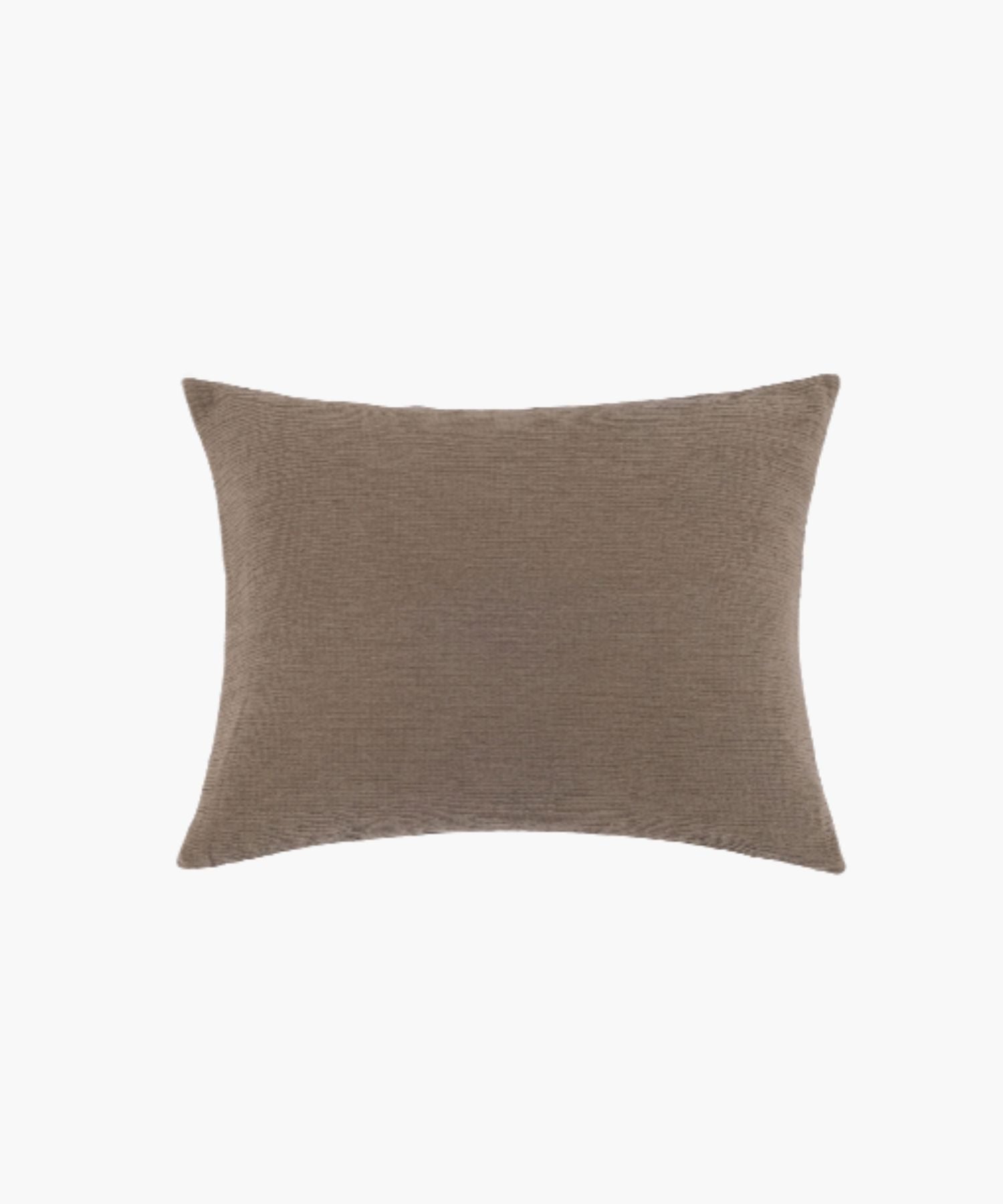 Rectangular taupe cotton sham with a clean knife edge and soft crinkled texture on a white background. | SW Home