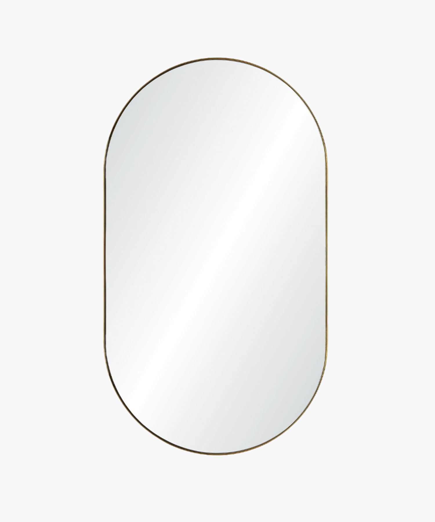 Oval-shaped wall mirror with a black nickel frame, no visible bevel on the mirror surface.