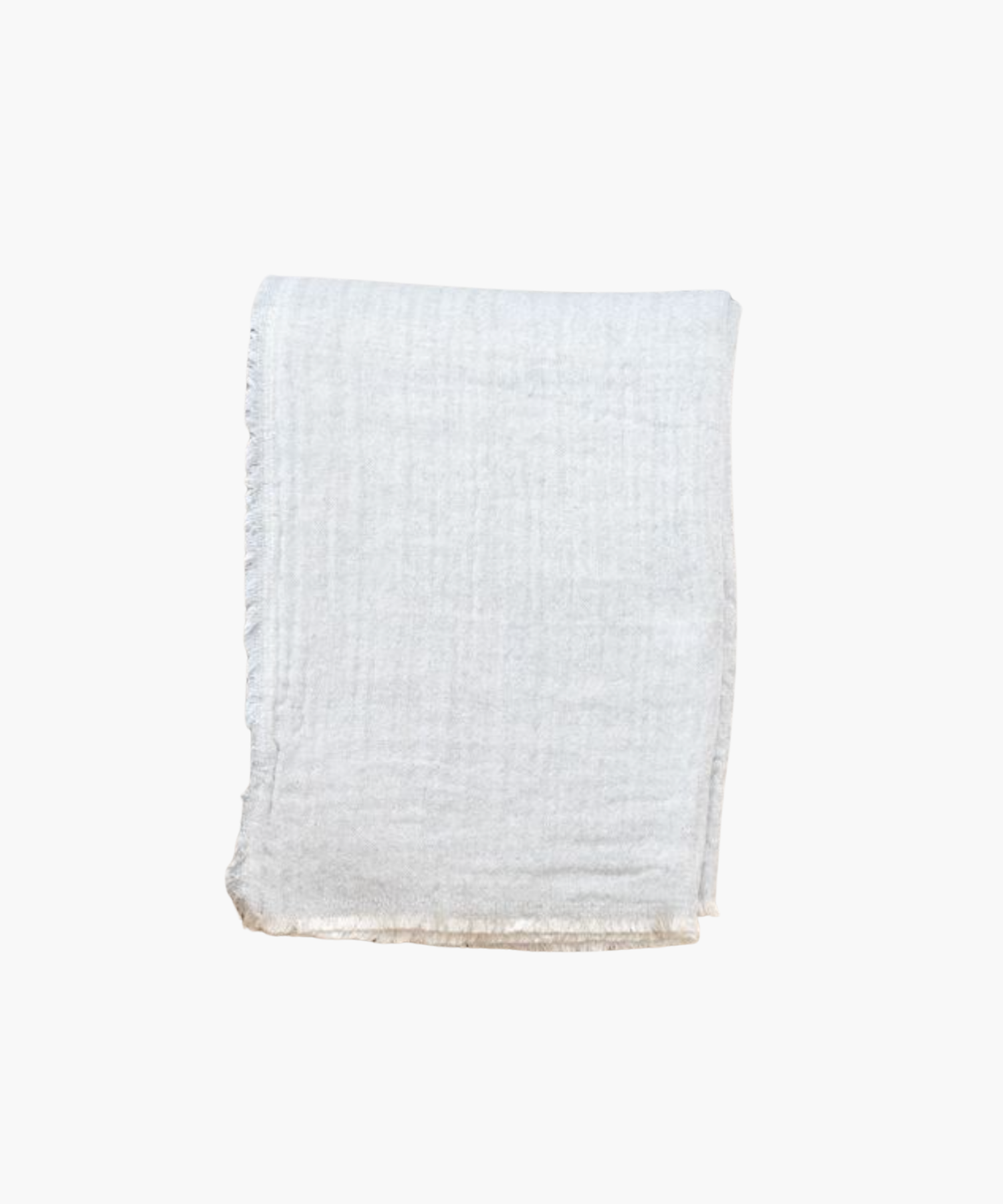 A folded white cotton throw blanket on a plain background. | SW Home