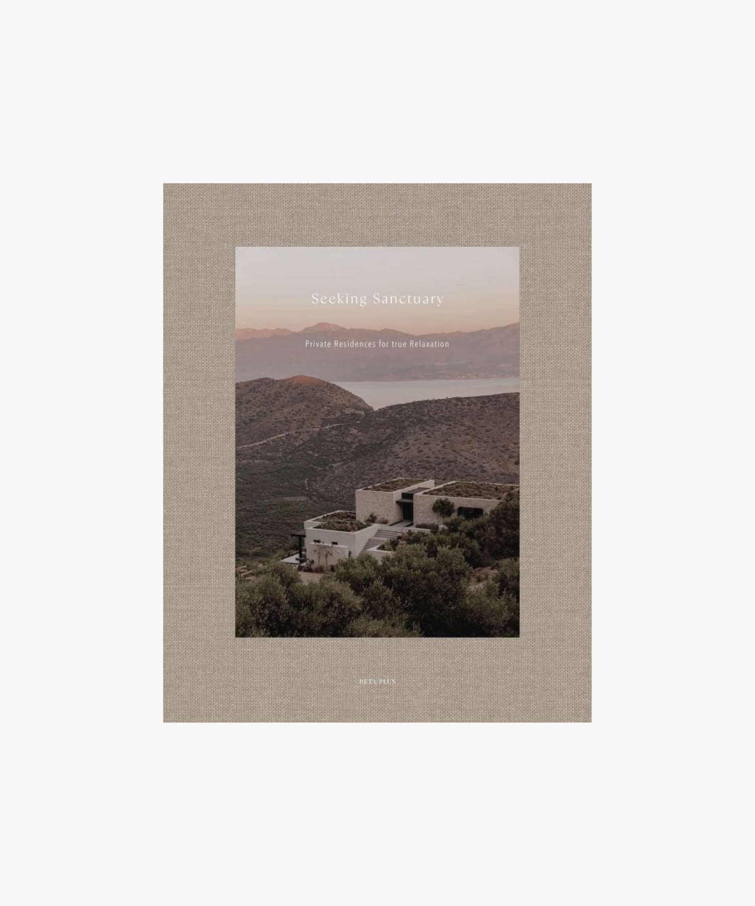 A minimalist building sits amidst lush greenery on a hill overlooking a calm sea, with the tranquil caption, "Seeking Sanctuary: Private Residences for True Relaxation." | S.W. Home