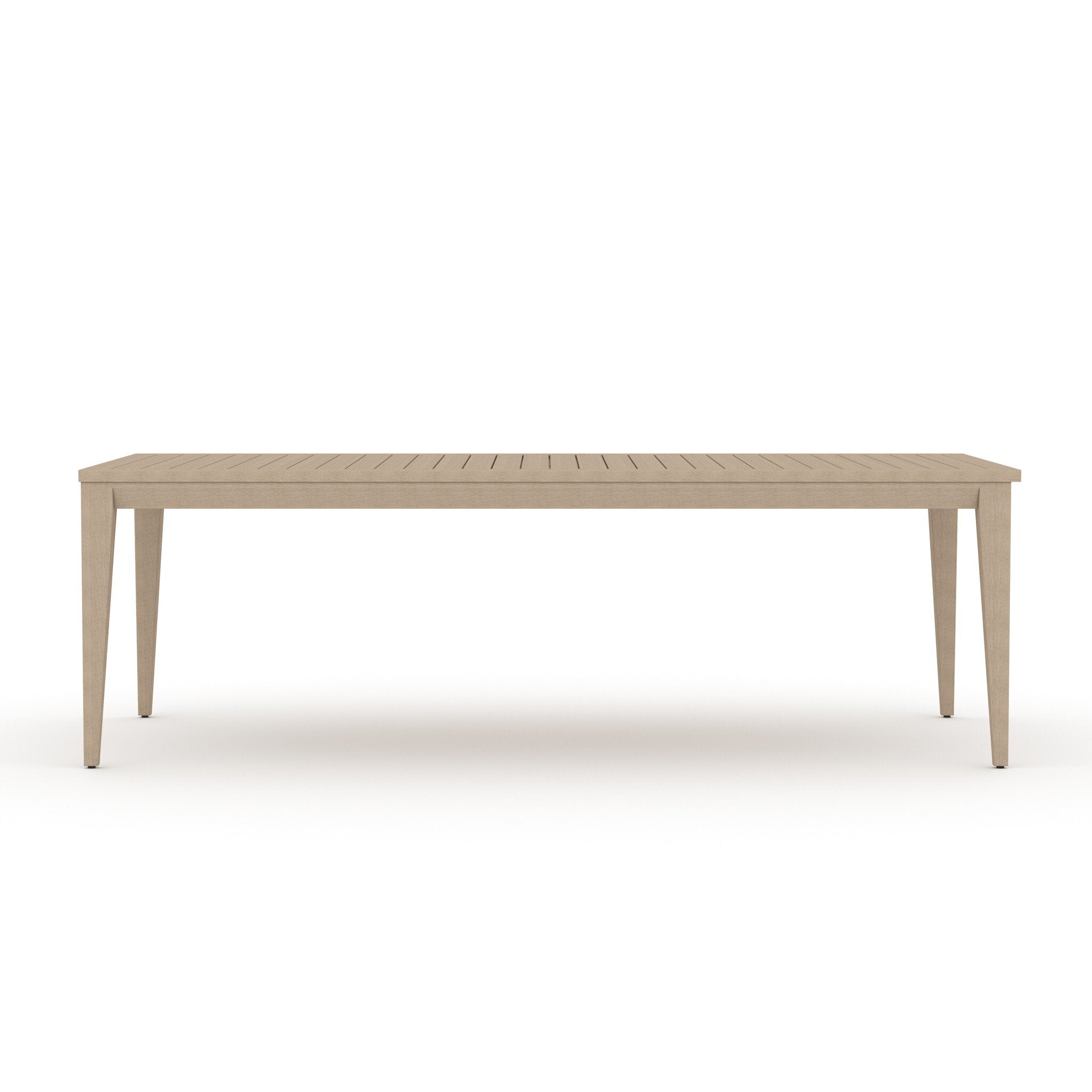 Washed brown outdoor dining table on a white background. | S.W. Home