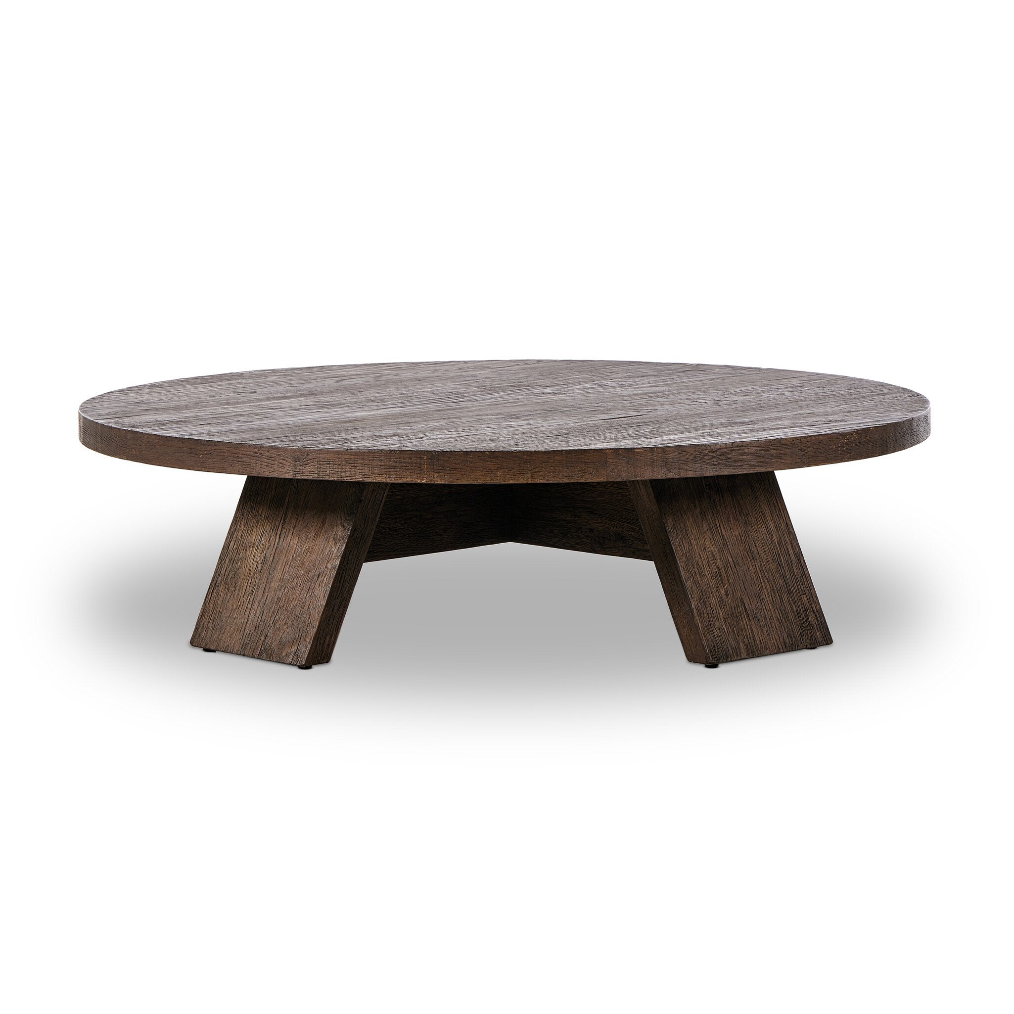 Round wooden coffee table on a white background. | S.W. Home