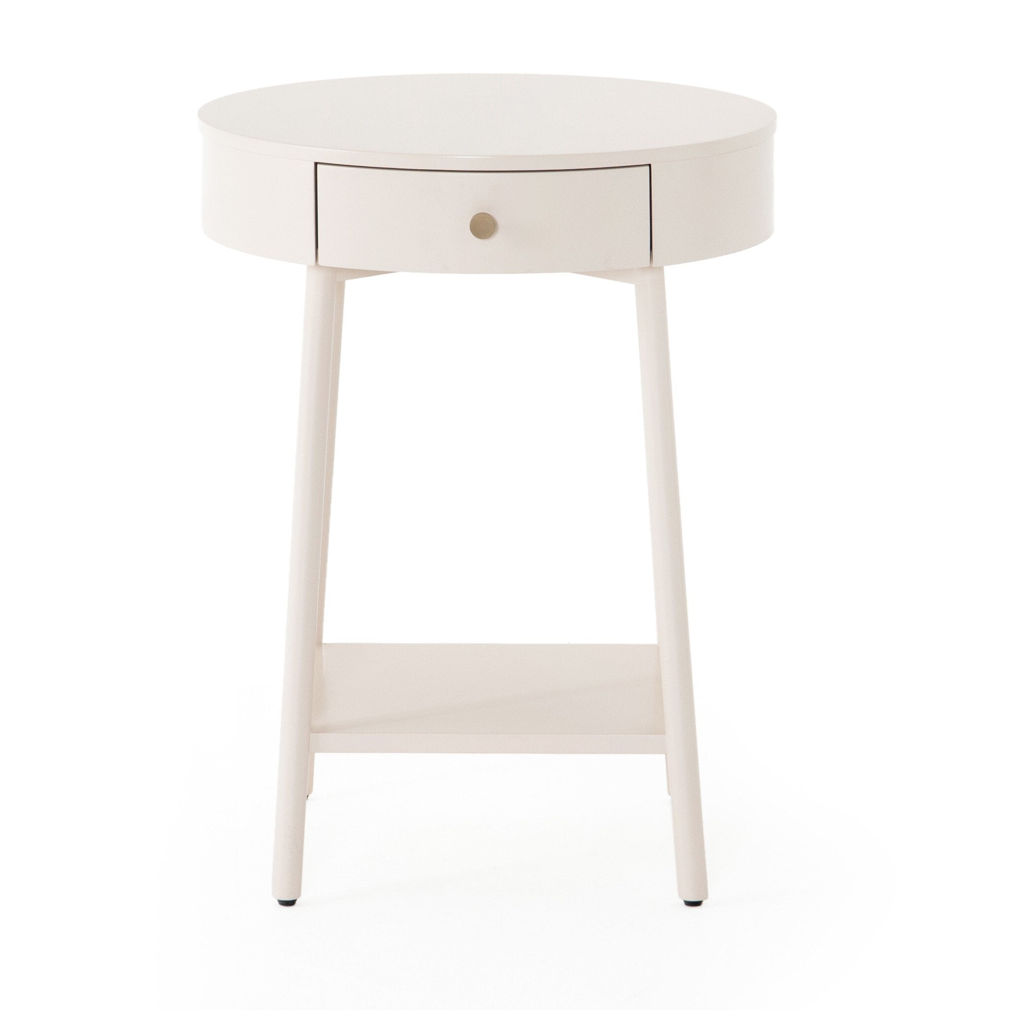 White nightstand with a drawer on a white background. | S.W. Home